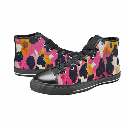 WOMEN'S Cow Animal Print High Top Canvas Dark Academia Custom Sneakers