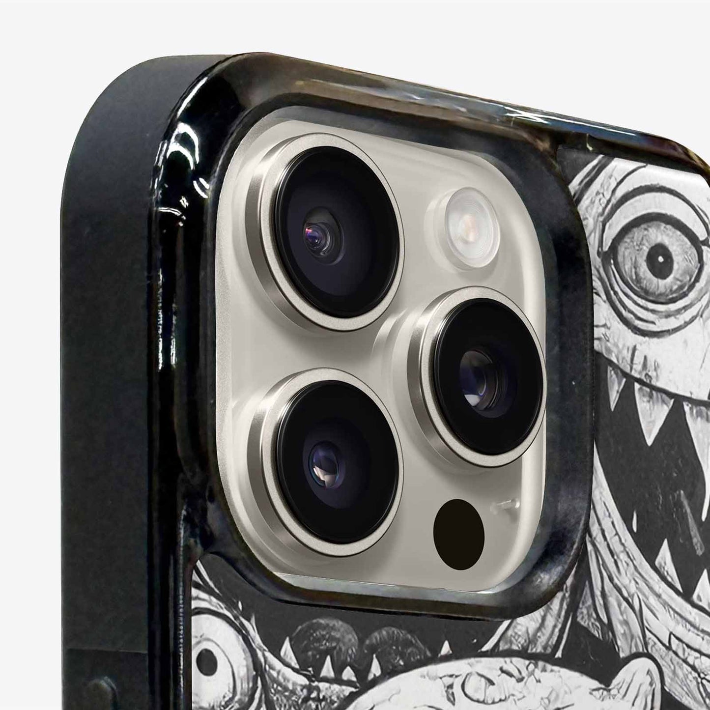 iPhone 16 Pro Case — Black And White Monster Face Collage, Custom Designed Case Cover