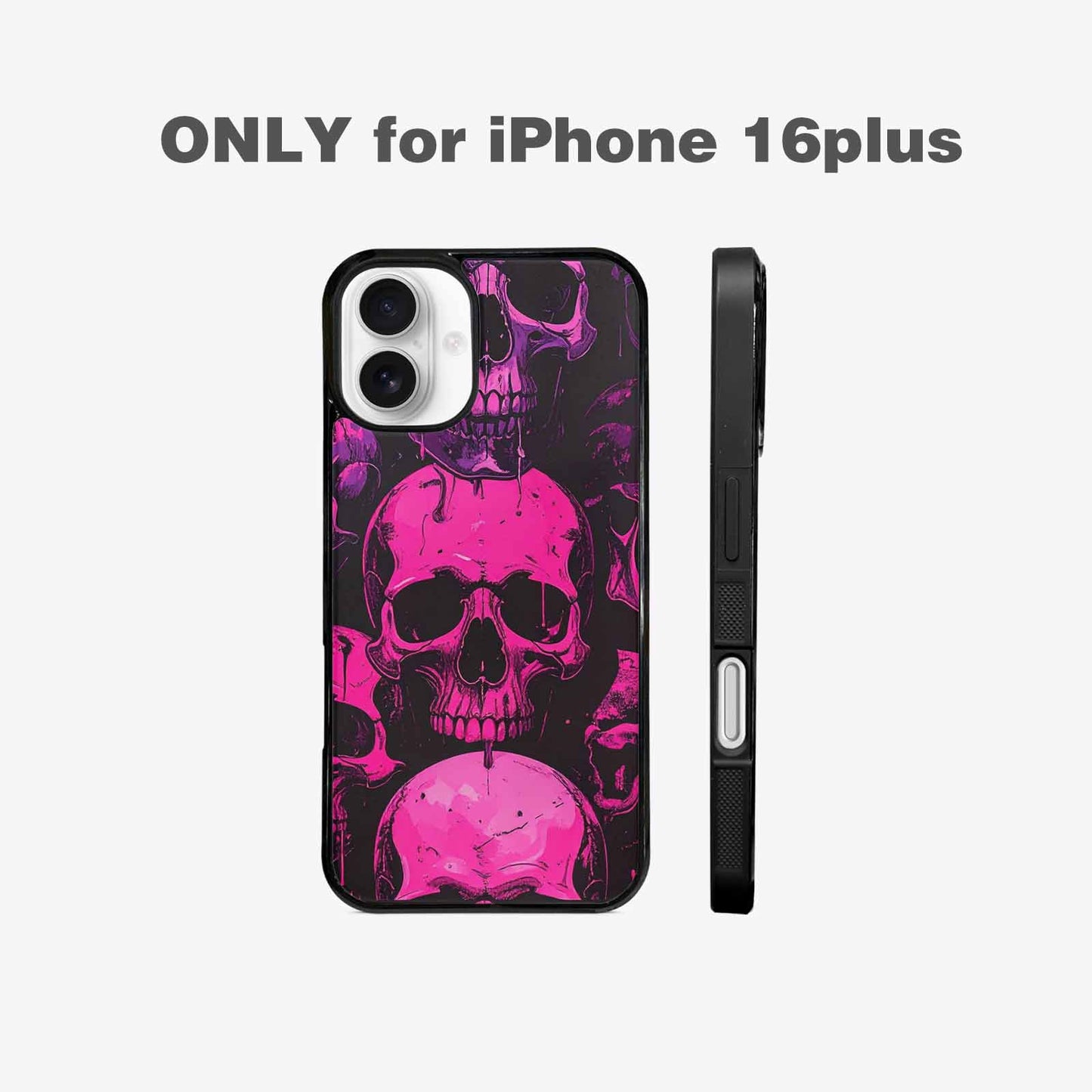 iPhone 16 Plus Case — Pink Purple Skeletons Neon Drip Melting, Unique Phone Case Design