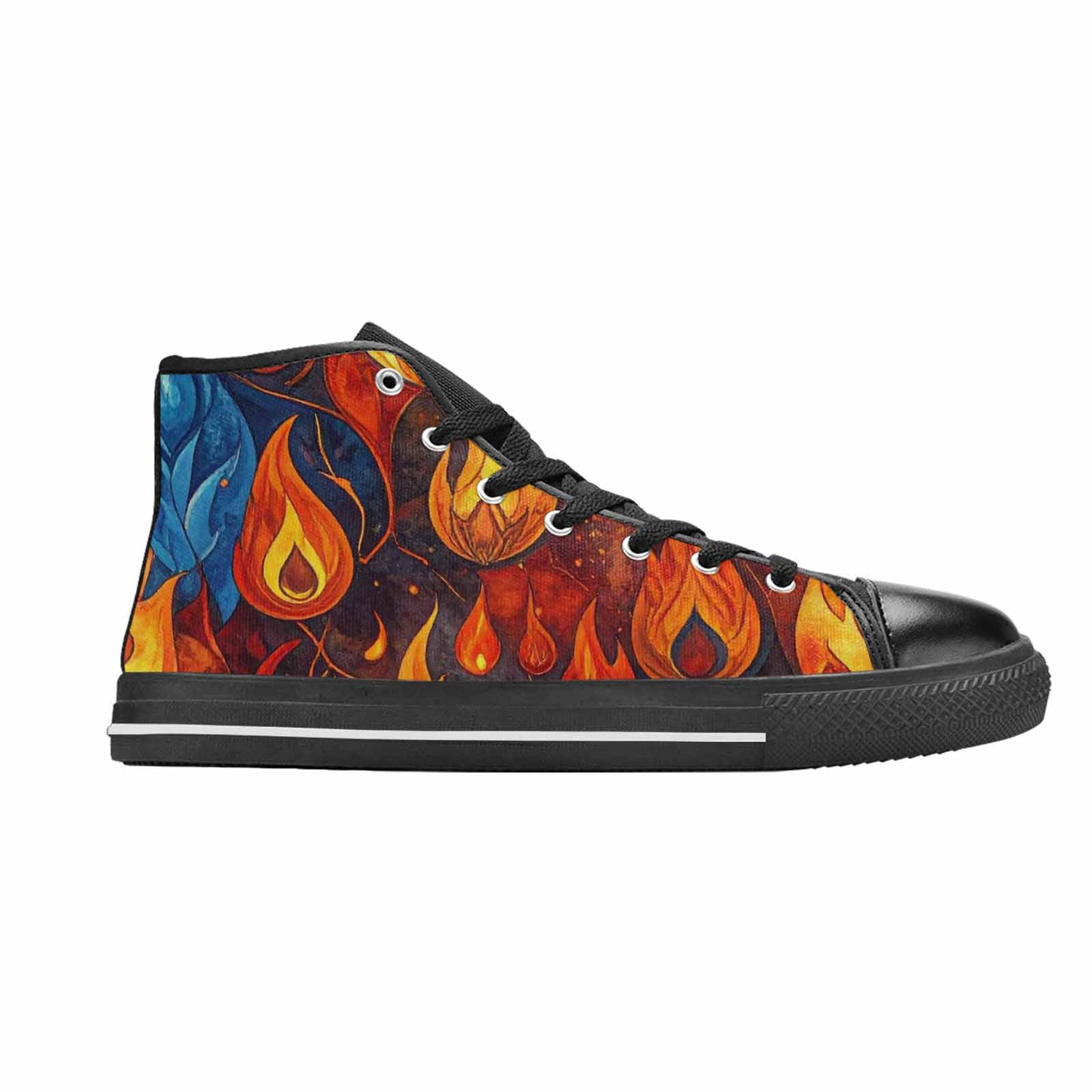 MEN'S Fire Flame High Top Canvas Cottagecore Custom Sneakers