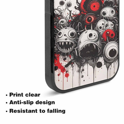 iPhone 15 Case — Multi Eye Monster Black Red Ink, Custom Print Case Cover