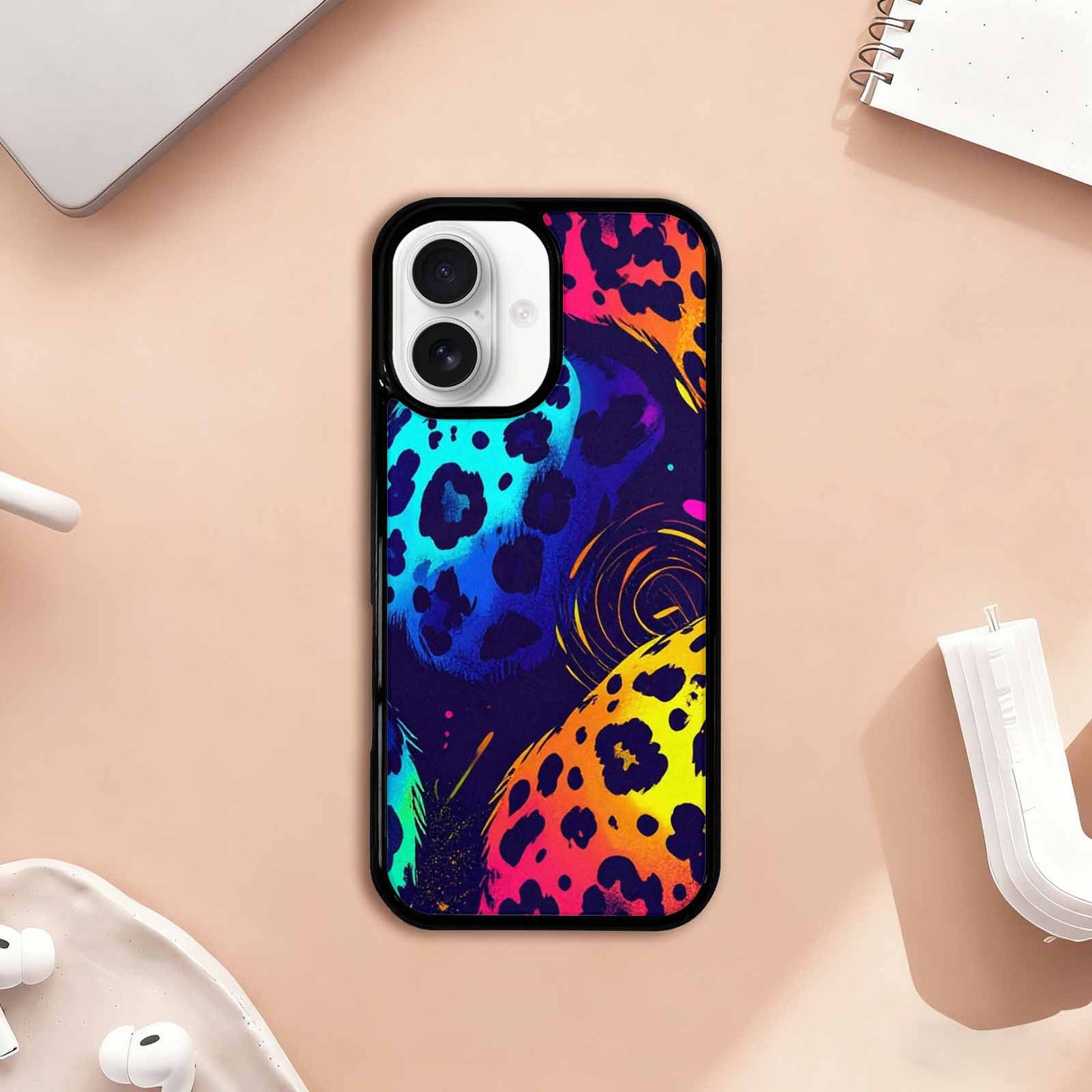 iPhone 17 Case — Leopard Print Neon Seamless Animal Print, Original Design Phone Case