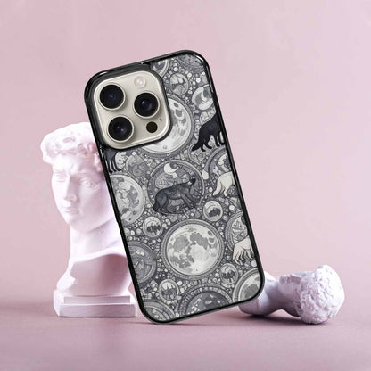 iPhone 16 Pro Case — Wolves Everywhere Collage Overlap Small Wolf, Custom Phone Case