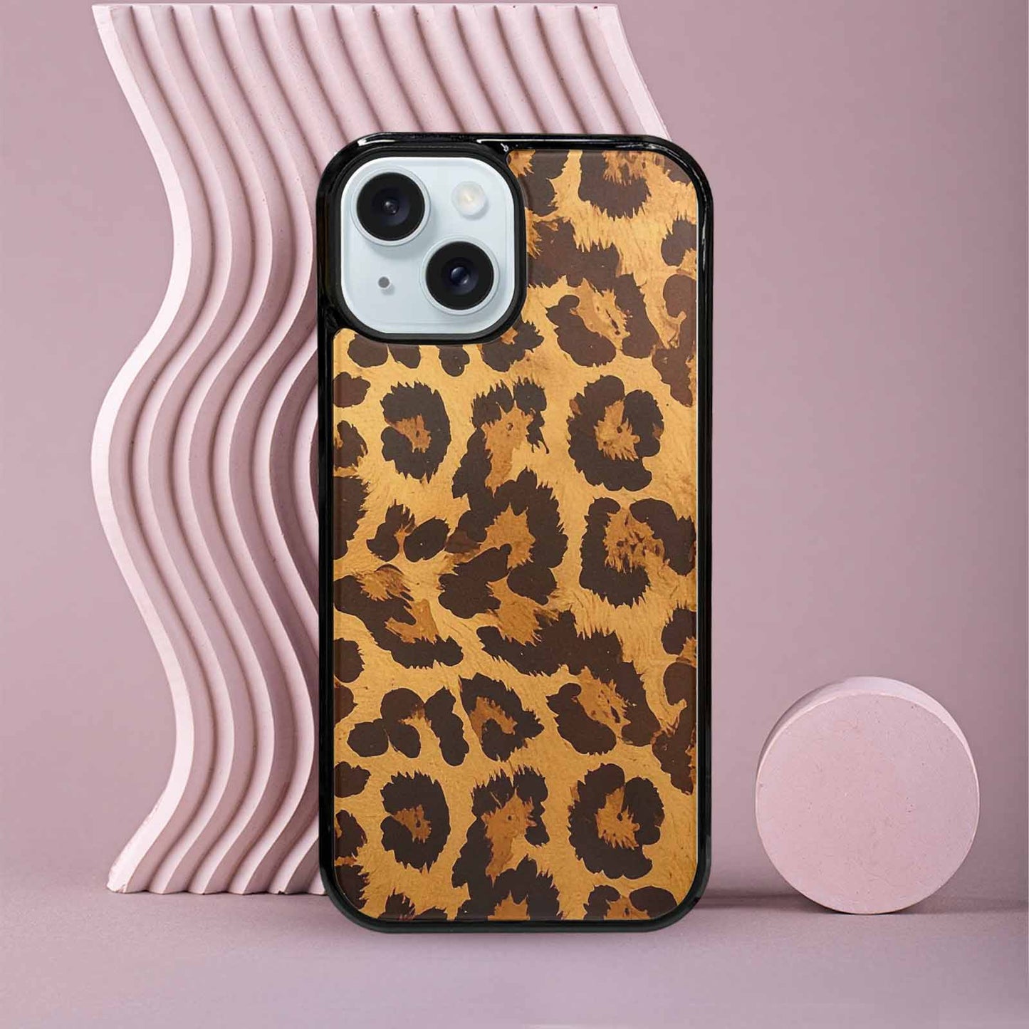 iPhone 15 Case — Classic Leopard Print Warm Golden Tan, Custom Print Case Cover