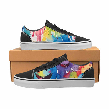 WOMEN'S Smiley Facessmiley Faces  Lace-Up Canvas Kaleidoscope Sneakers
