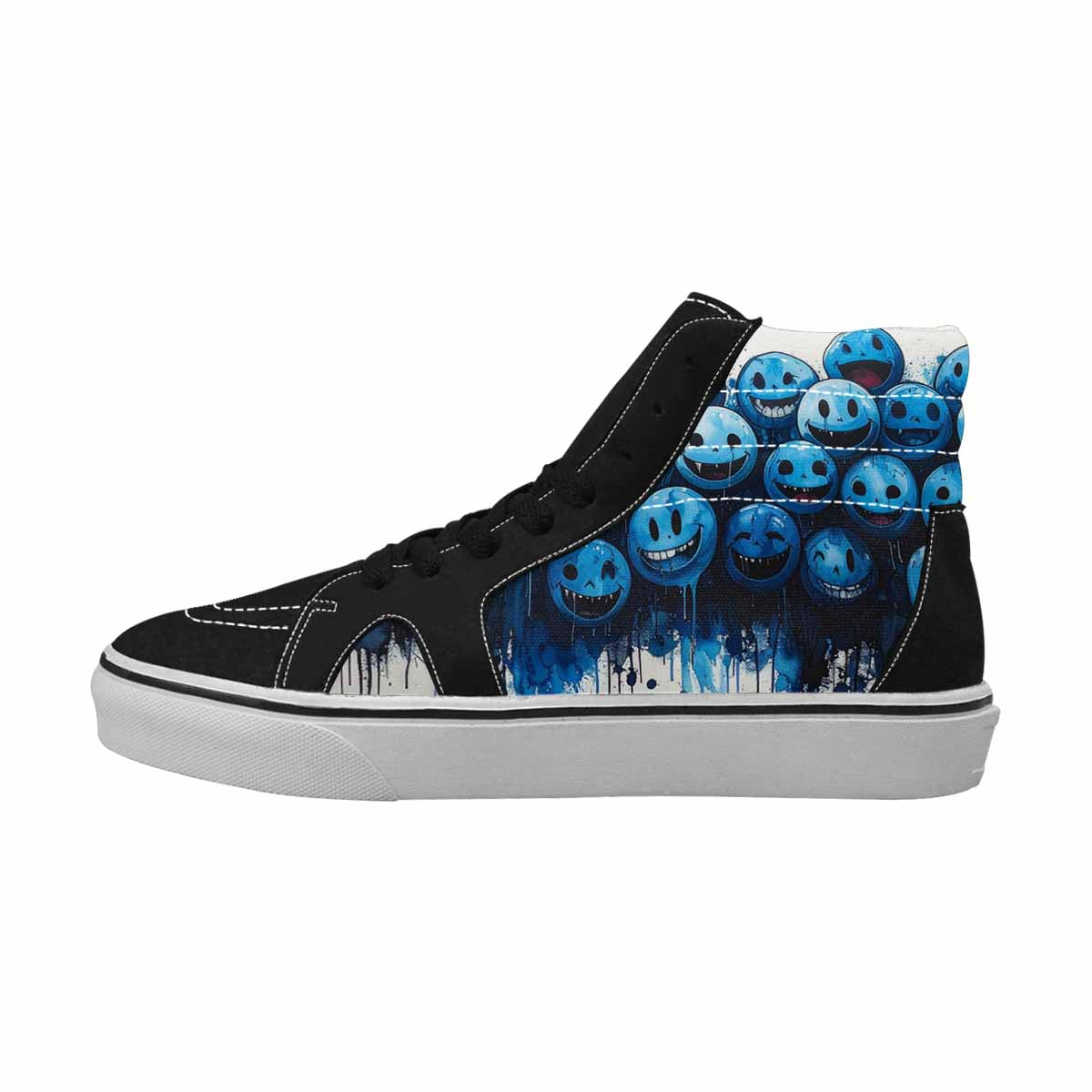 MEN'S Melting Moon Smiley High Top Canvas Cottagecore Custom Sneakers