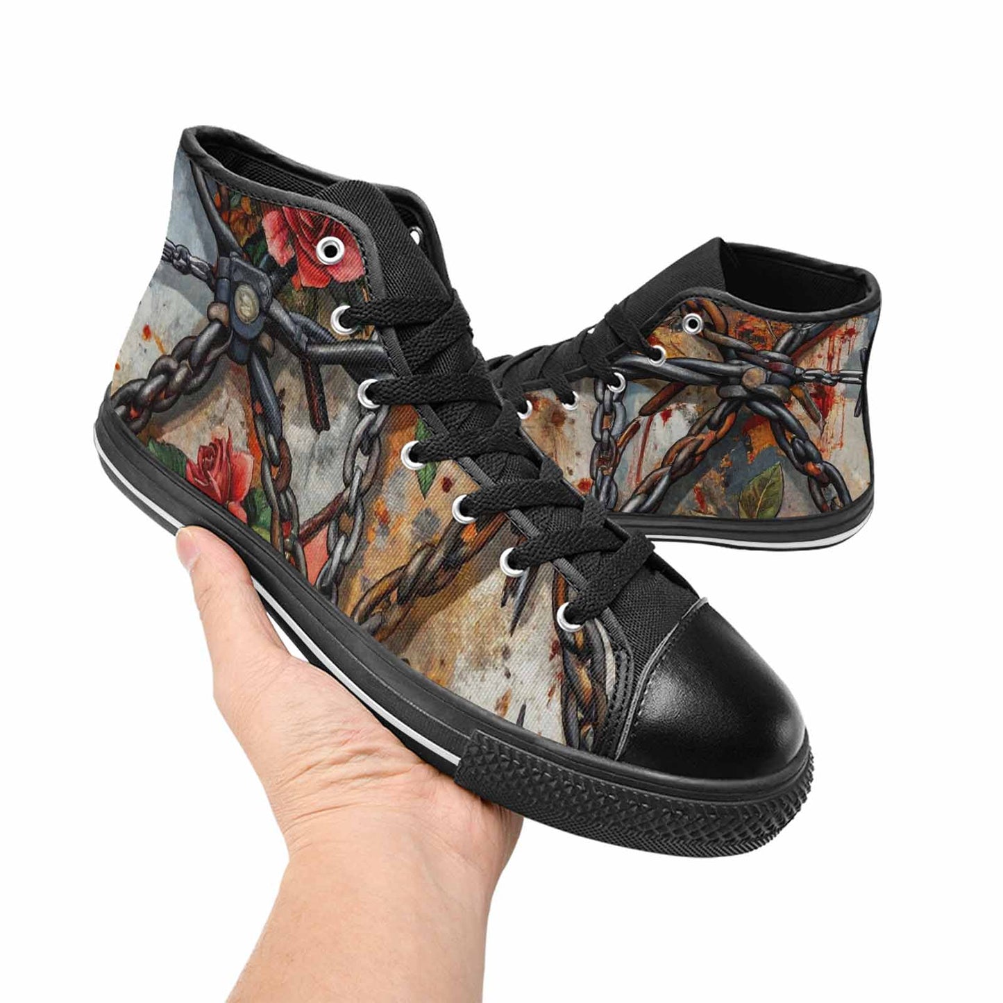 MEN'S Barbed Wire Chain High Top Canvas Y2K Custom Sneakers