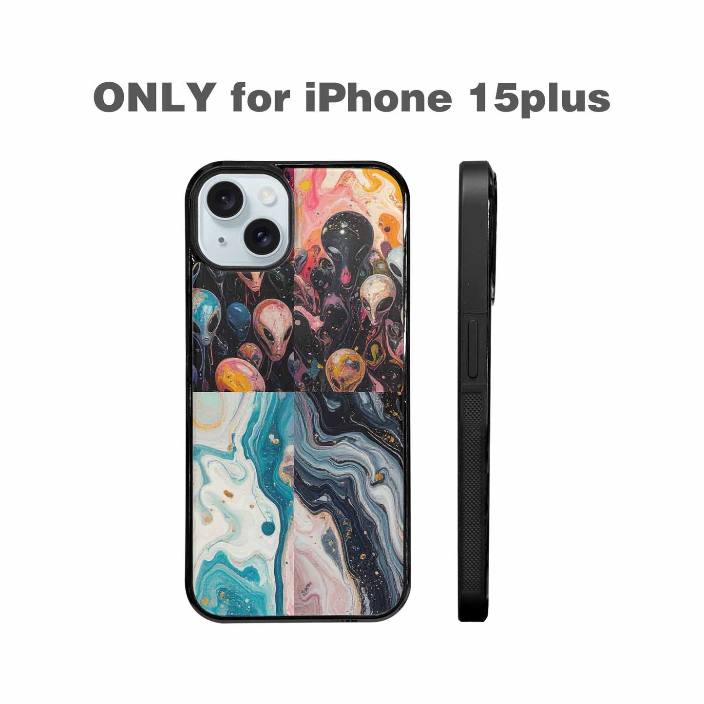 iPhone 15 Plus Case — Aliens Marblealiens Pattern Dms, Custom Made Phone Cover
