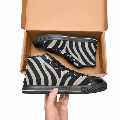 WOMEN'S Modern Zebra Stripe Solid High Top Canvas Aesthetic Custom Sneakers