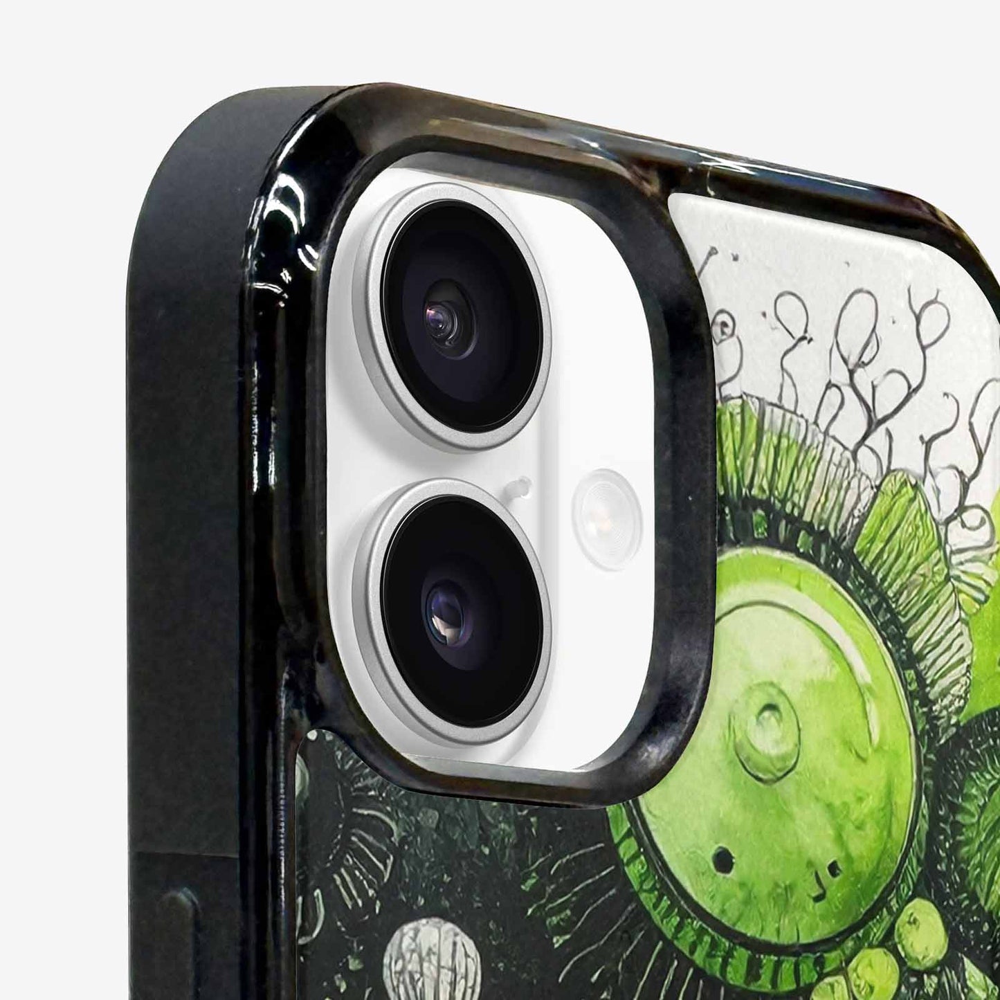 iPhone 16 Case — Sea Creature Burst Black Green Ink, Custom Made Phone Cover