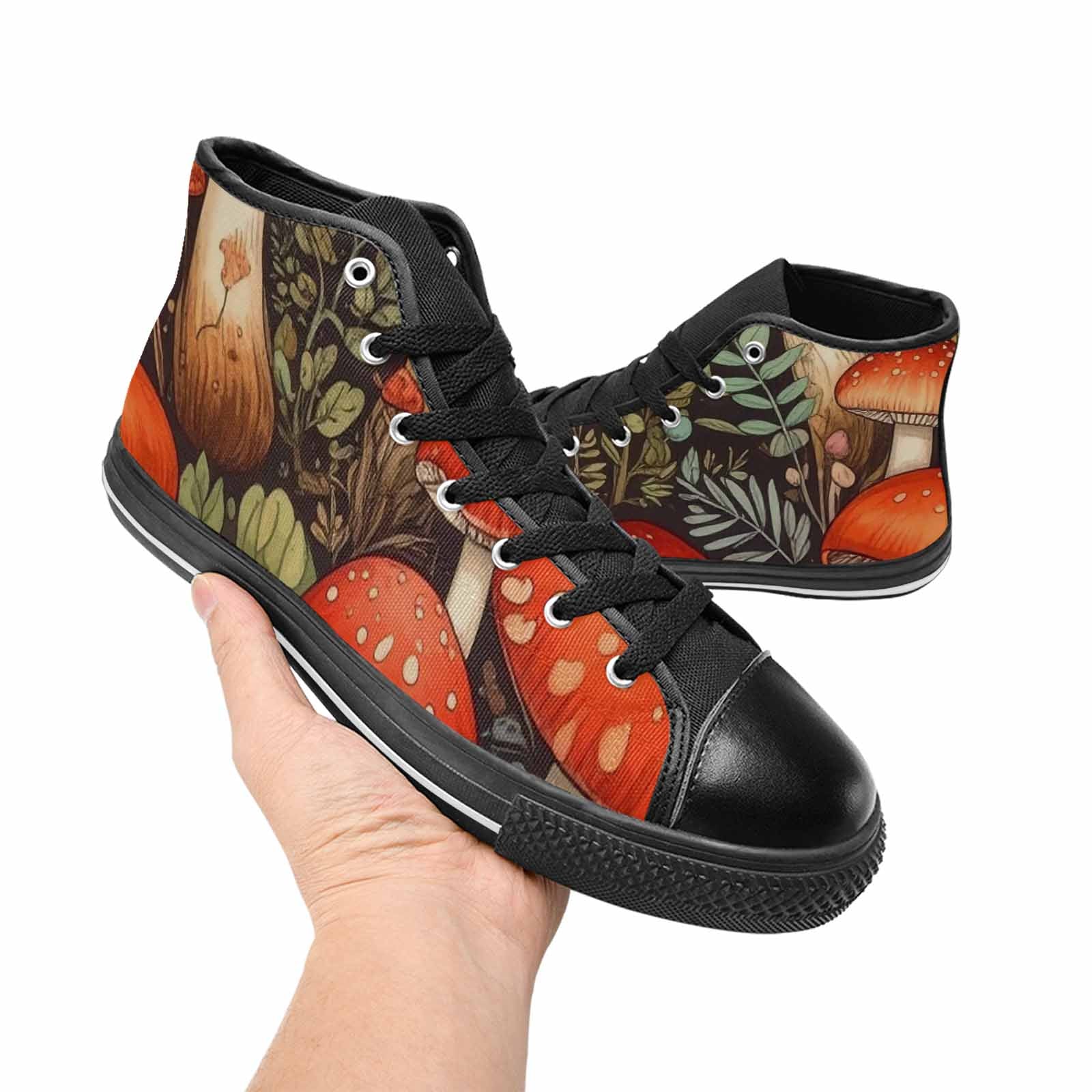 MEN'S Mushroom High Top Canvas Vibrant Chaos Custom Shoes
