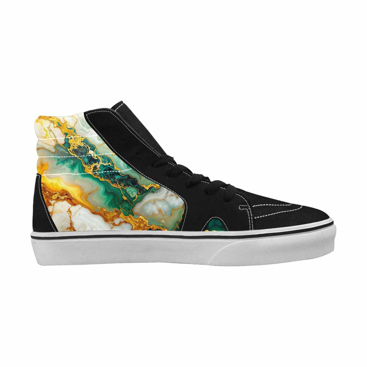 WOMEN'S Marble Gold High Top Canvas Cottagecore Sneakers
