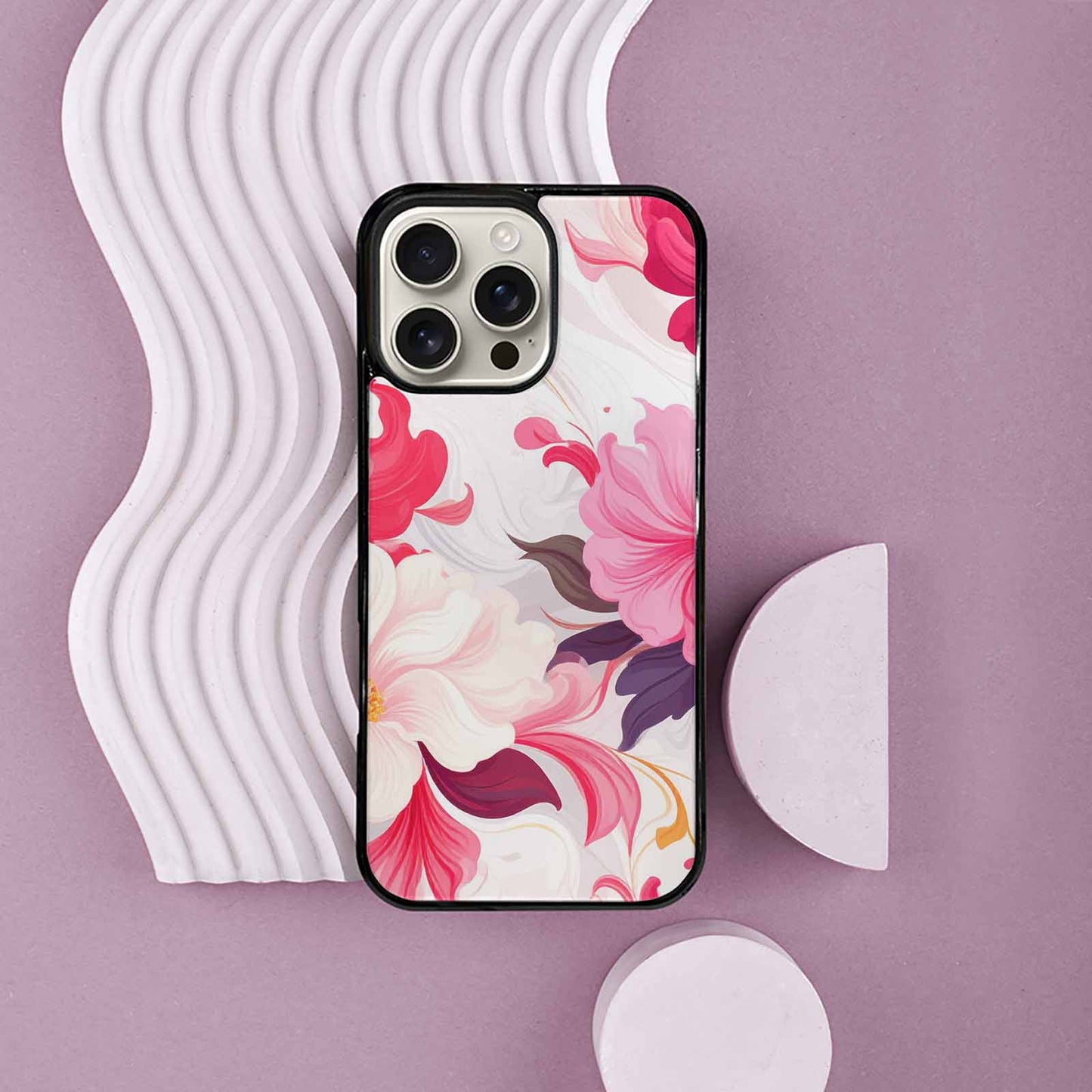 iPhone 16 Pro Max Case — Marble Floral Custom Personalized Phone Cover, Custom Made Phone Cover