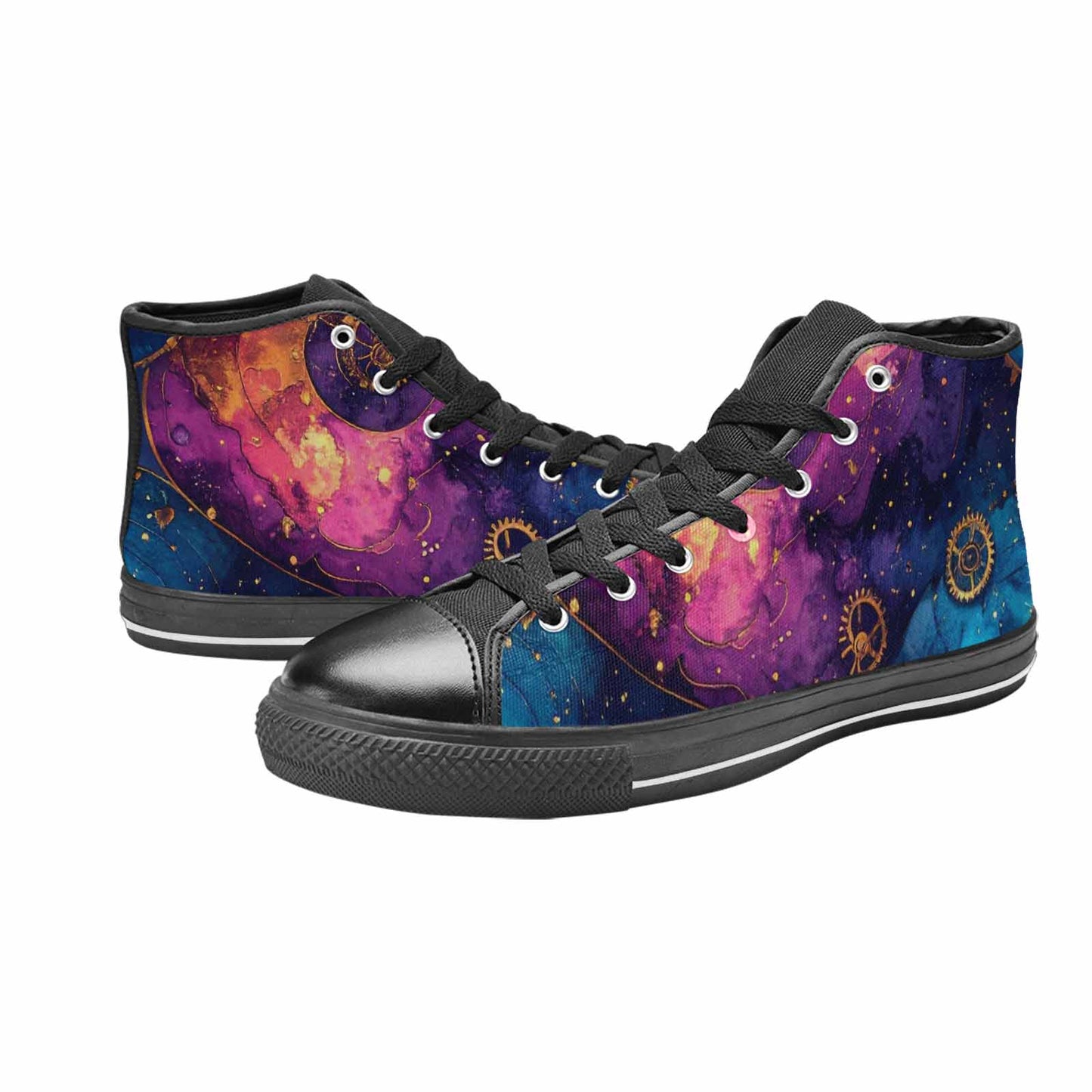 WOMEN'S Steampunk Galaxy High Top Canvas Cottagecore Custom Sneakers