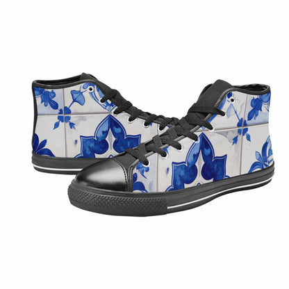 MEN'S Talavera Tile Floral High Top Canvas Dark Academia Custom Sneakers