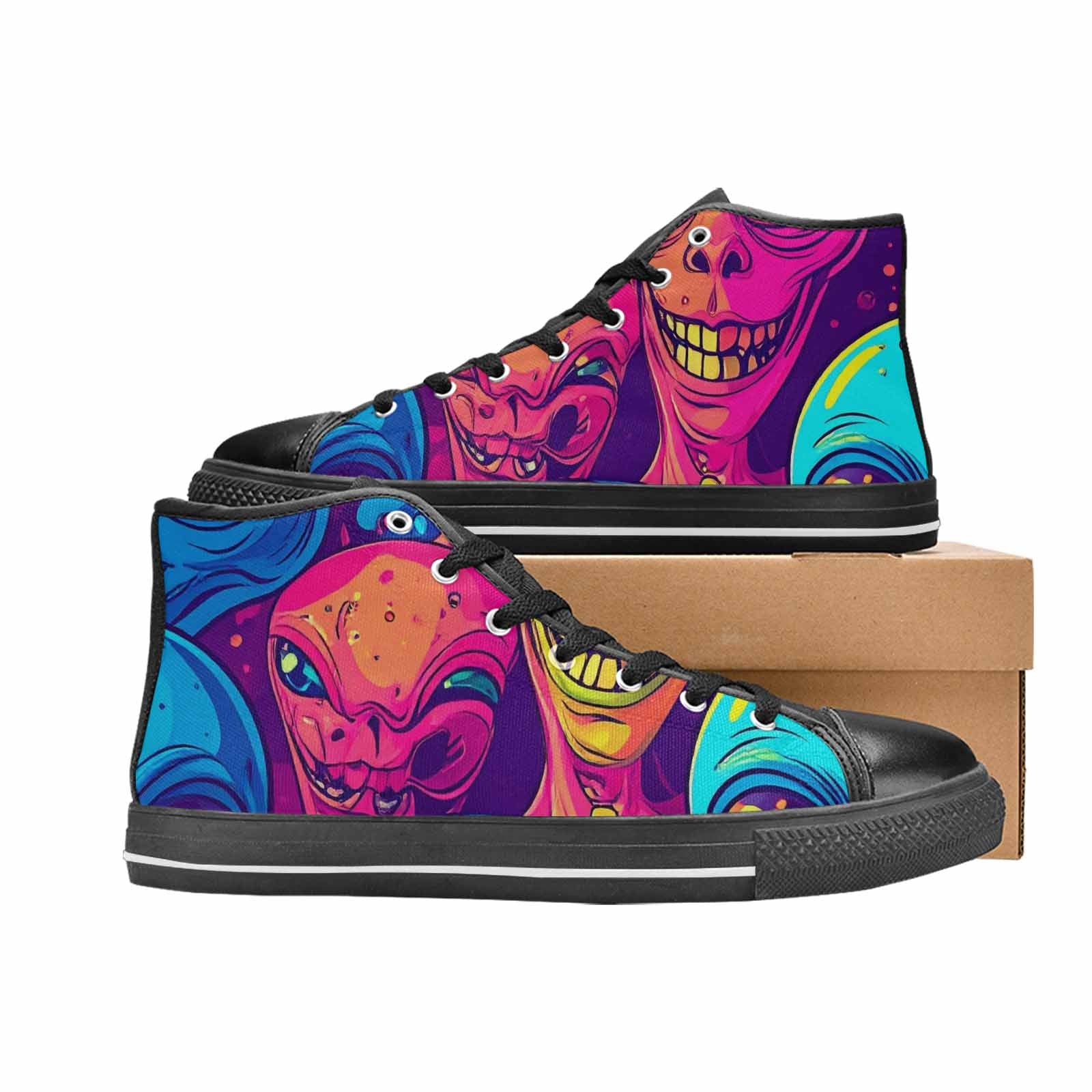 WOMEN'S Alien Ufo Cartoon High Top Canvas Dreamcore Sneakers