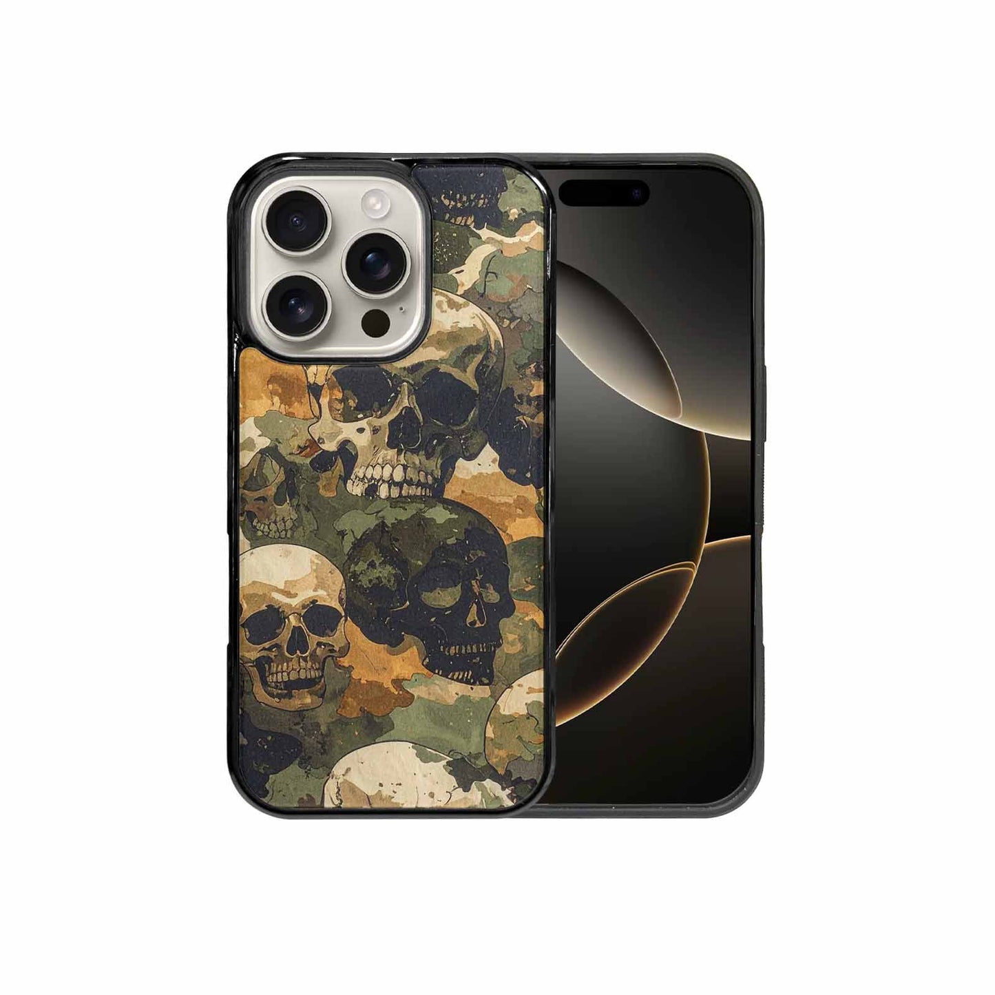 iPhone 16 Pro Case — Military Camo Texture Combined With Distressed, Unique Phone Case Design