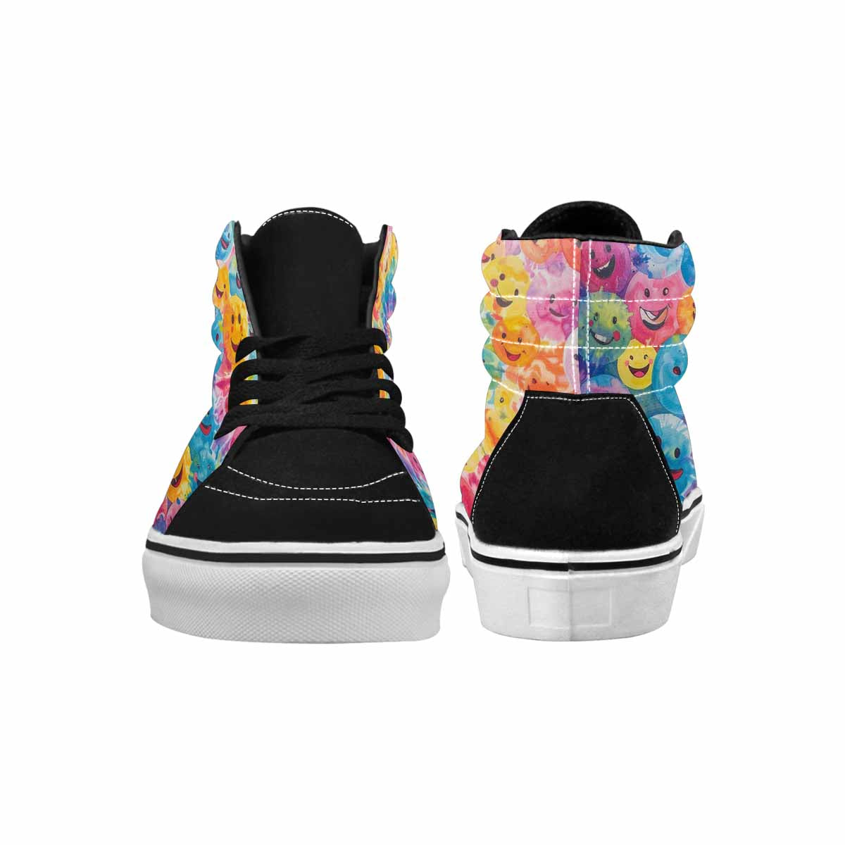 MEN'S Smiley Facessmiley Faces  High Top Canvas Cottagecore Sneakers