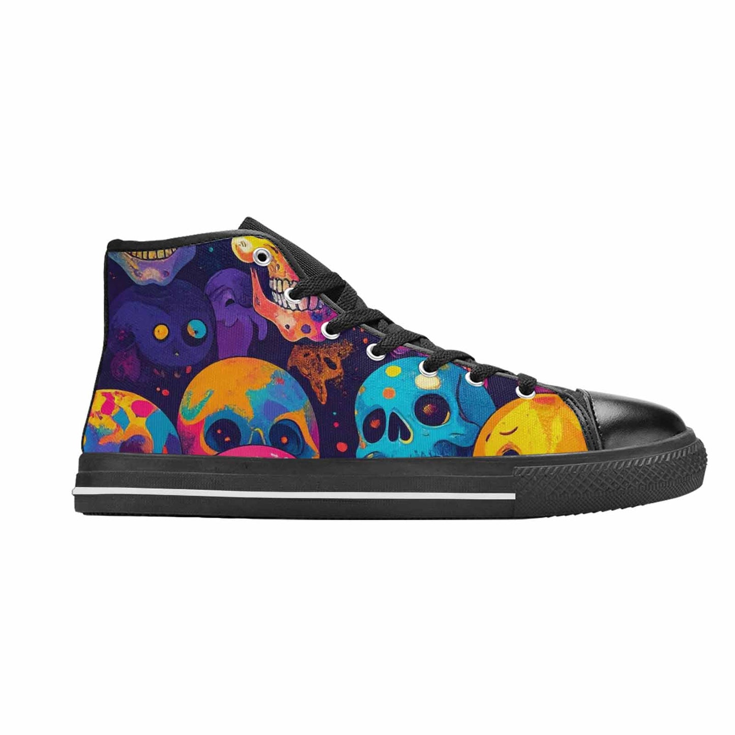 MEN'S Skeleton People Face High Top Canvas Cottagecore Custom Shoes