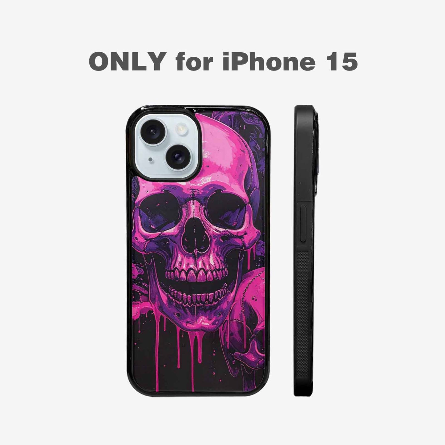 iPhone 15 Case — Pink Purple Skeletons Neon Drip Melting, Unique Phone Case Design