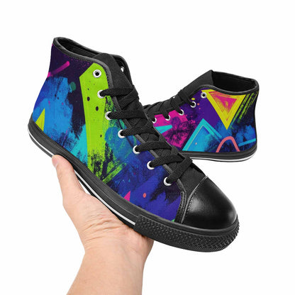 MEN'S Memphis Squiggles Triangles Dots High Top Canvas Surreal Sneakers