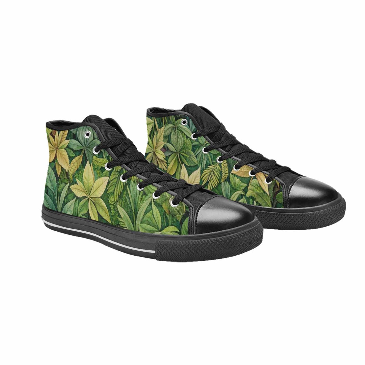 MEN'S Seven-Point Palmate Leaf High Top Canvas Vibrant Chaos Shoes