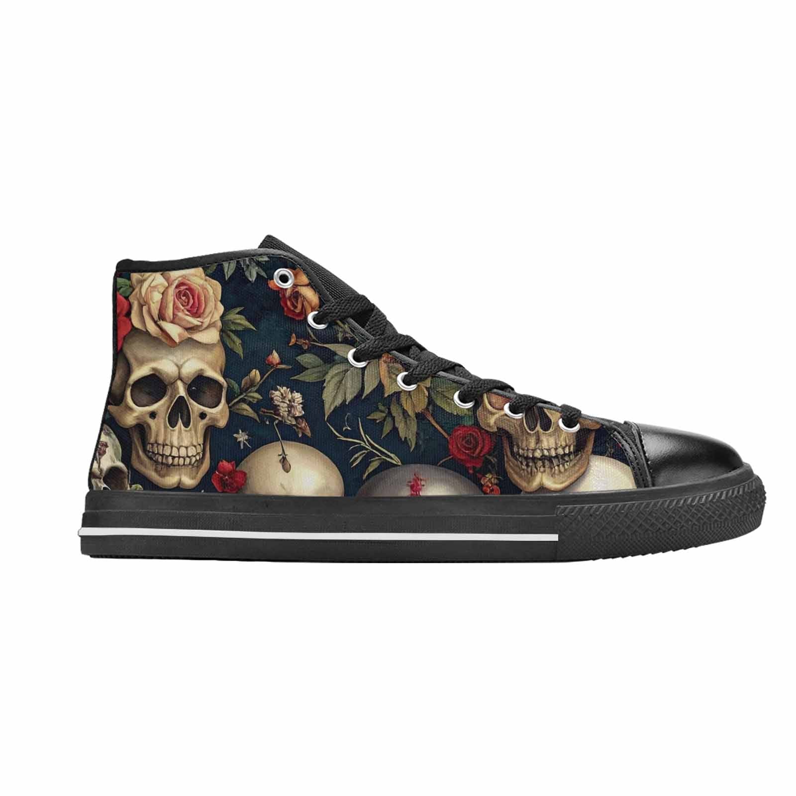 MEN'S Skulls - Roses High Top Canvas Wallpaper Art Custom Shoes