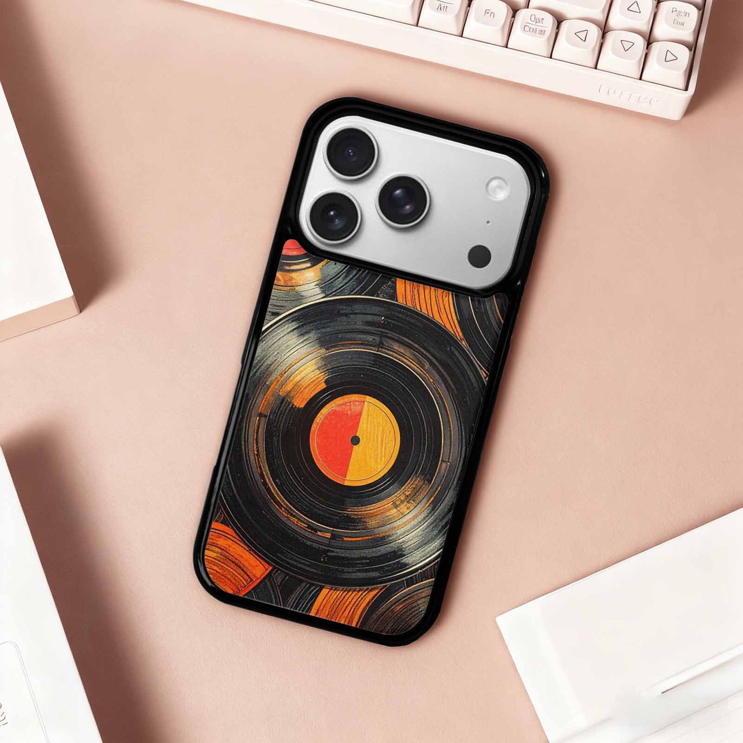 iPhone 17 Pro Case — Retro Wood Grain Vinyl Retro Vintage, Unique Phone Case Design