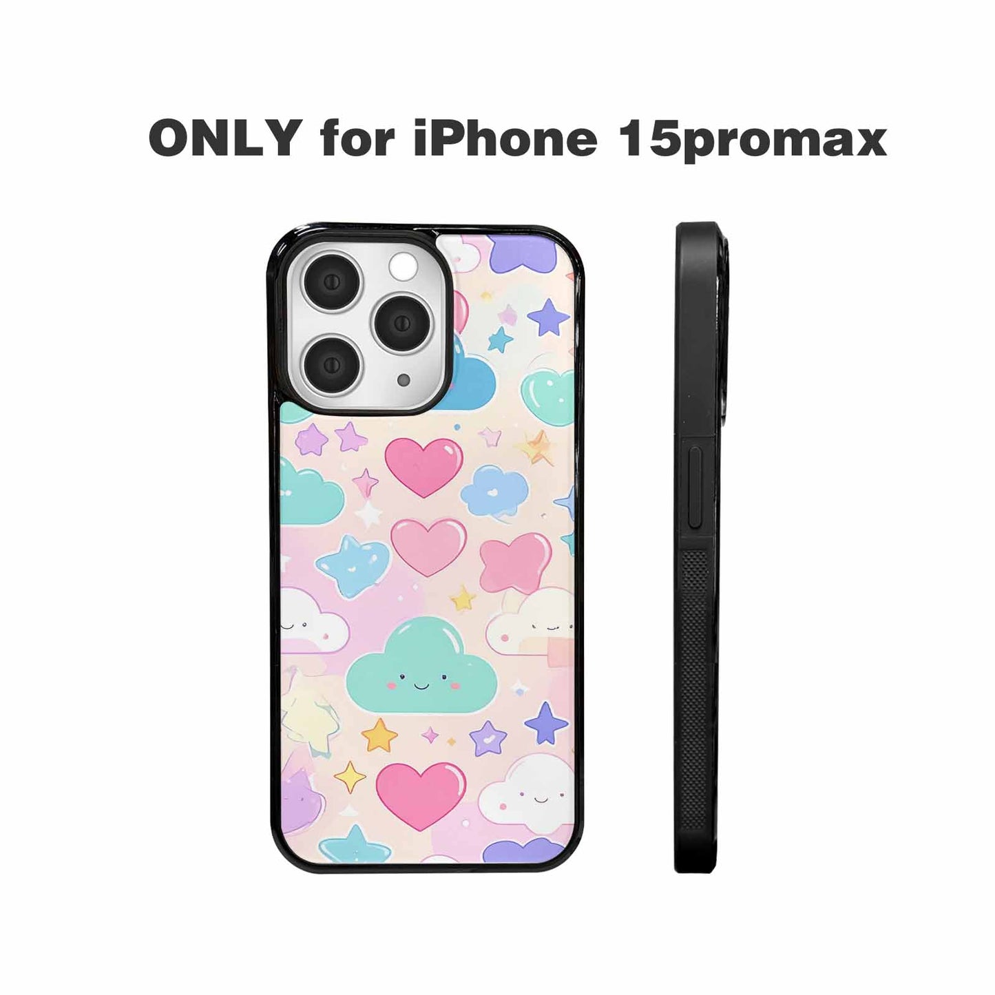 iPhone 15 Pro Max Case — Cute Kawaii Style Generic Icons Stars, Customized Protective Case