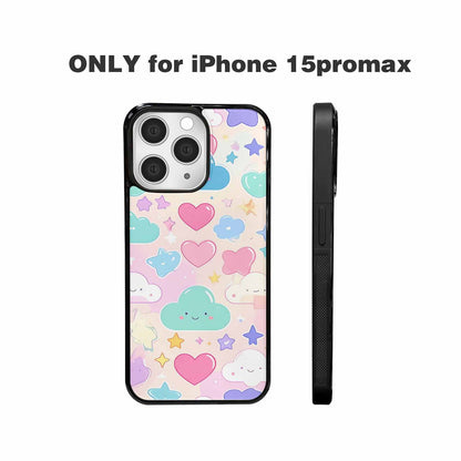 iPhone 15 Pro Max Case — Cute Kawaii Style Generic Icons Stars, Customized Protective Case