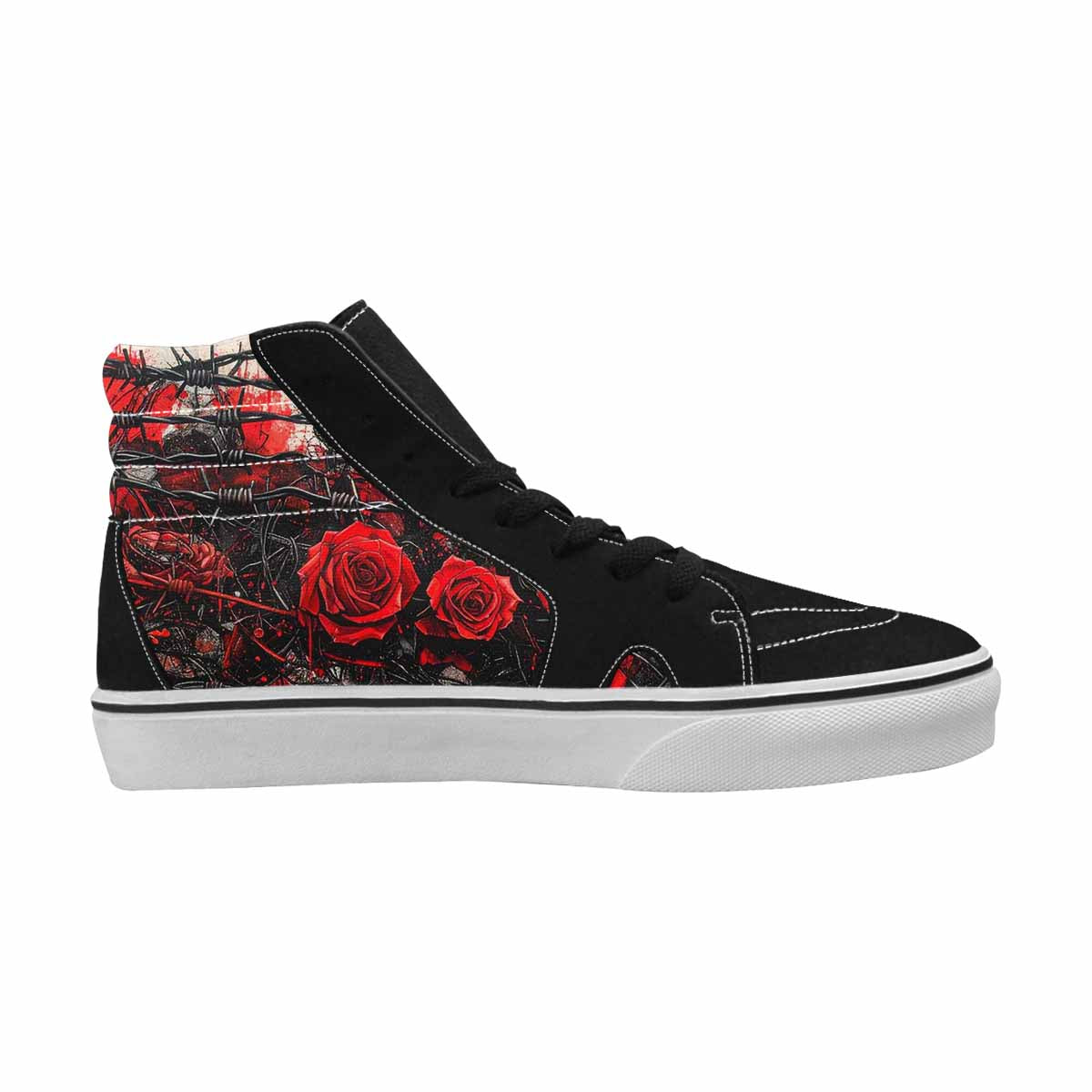 MEN'S Barbed Wire Coil High Top Canvas Wallpaper Art Custom Sneakers