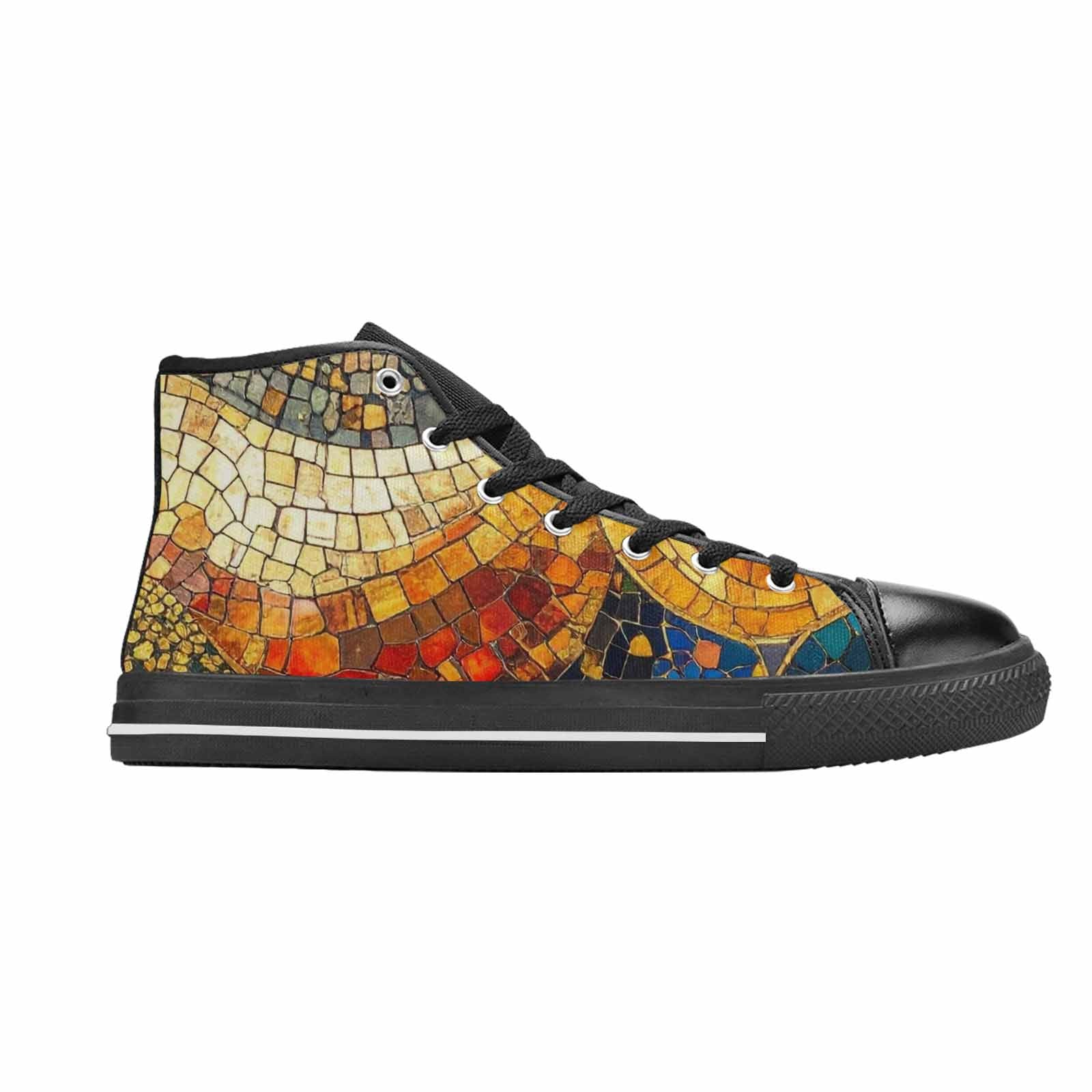 MEN'S Klimt-Style Gold Leaf High Top Canvas Wallpaper Art Custom Shoes