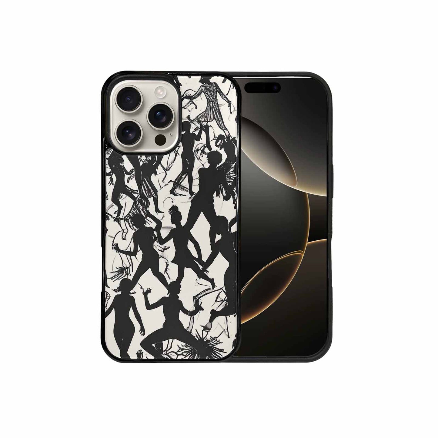 iPhone 16 Pro Max Case — Bold Dancing Figure Line Art Pattern, Custom Made Phone Cover