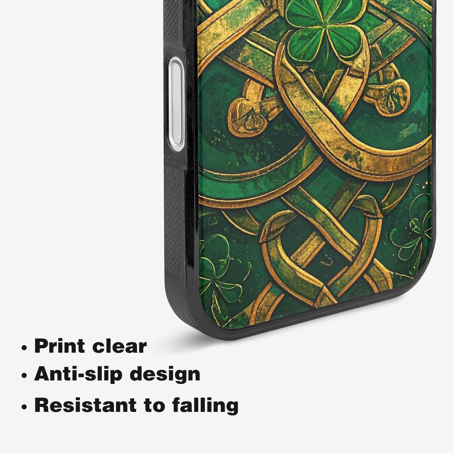 iPhone 16 Plus Case — Irish Celtic Knot Pattern Shamrocks Seamless, Custom Art Phone Cover