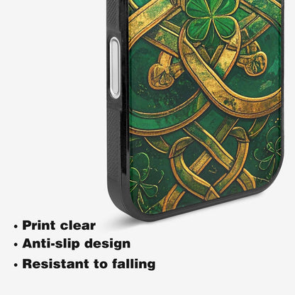 iPhone 16 Plus Case — Irish Celtic Knot Pattern Shamrocks Seamless, Custom Art Phone Cover
