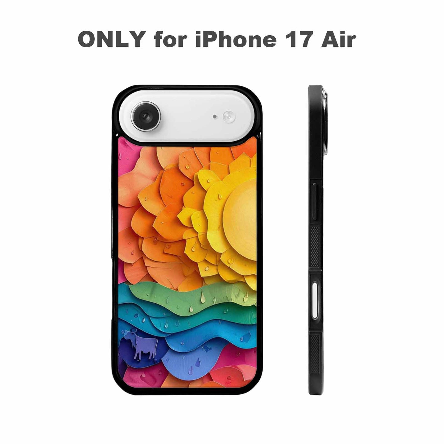 iPhone 17 Air Case — Iridescent Cow Print Sun Original Art, Original Design Phone Case