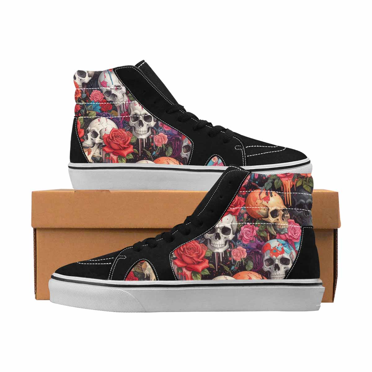 MEN'S Skulls High Top Canvas Made To Order Aesthetic Custom Streetwear Shoes