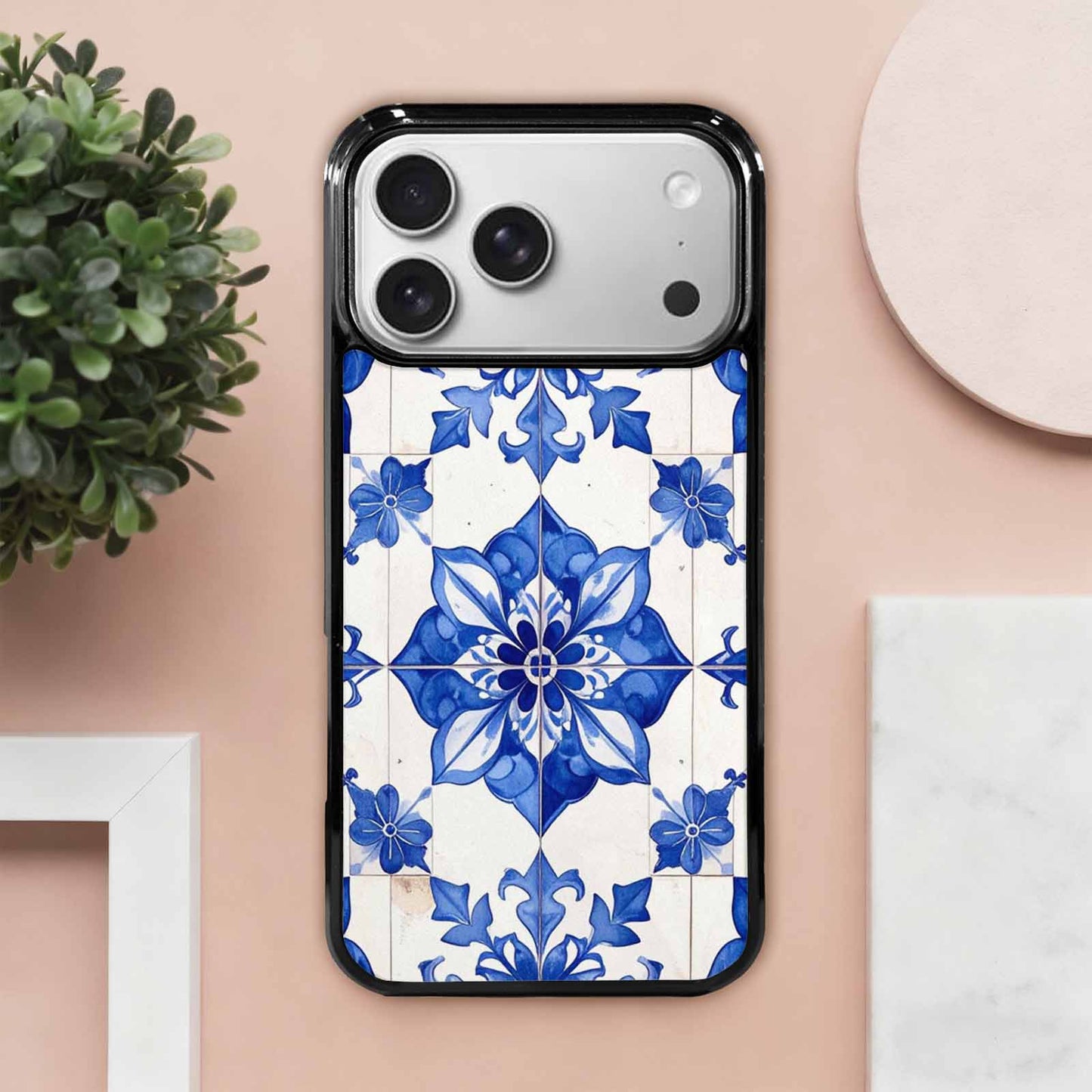 iPhone 17 Pro Max Case — Talavera Tile Floral, Custom Designed Case Cover
