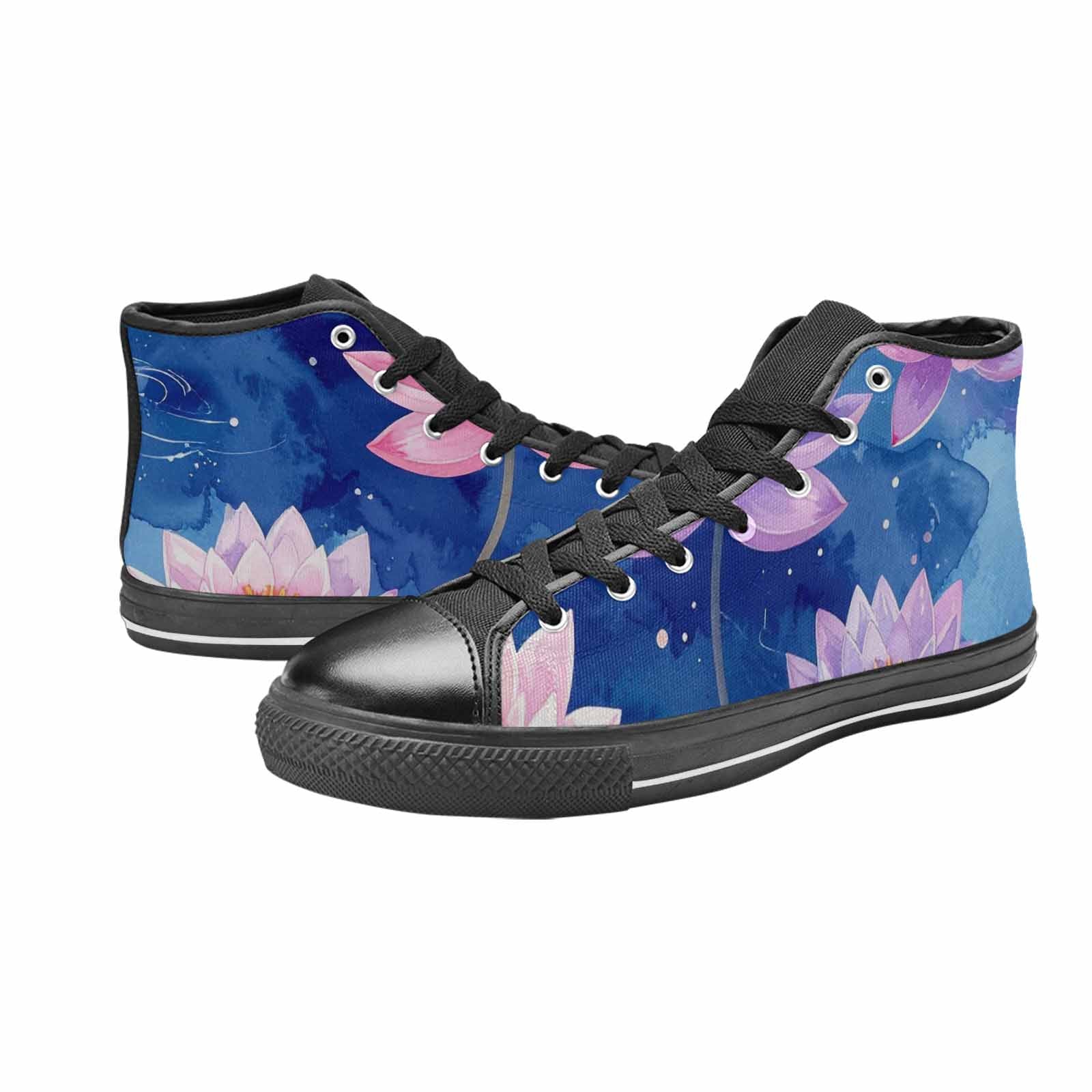 WOMEN'S Water Lilies Impressionist High Top Canvas Vivid Custom Sneakers