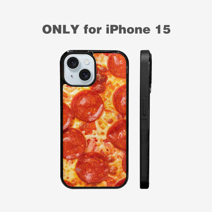 iPhone 15 Case — Pepperoni Pizza Background Art Filling Entire, Original Design Phone Case