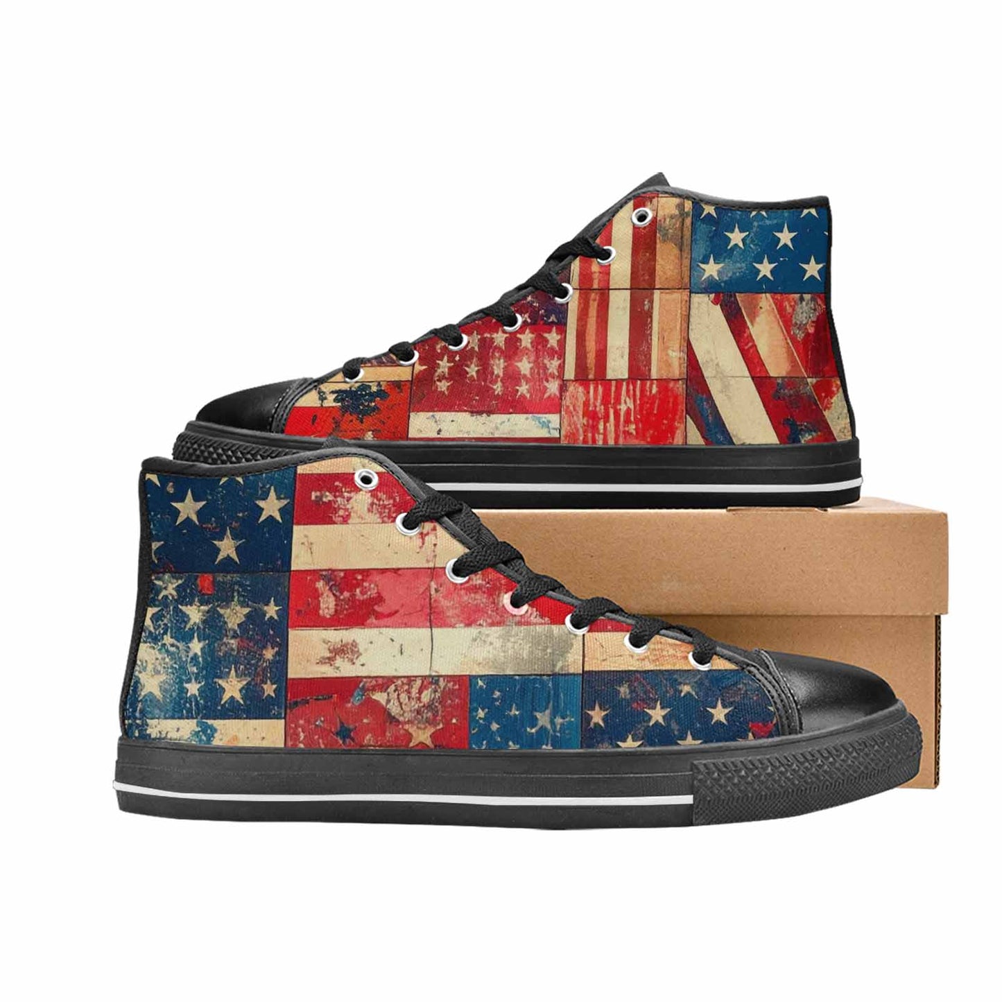 MEN'S American Flag Stars High Top Canvas Y2K Custom Shoes