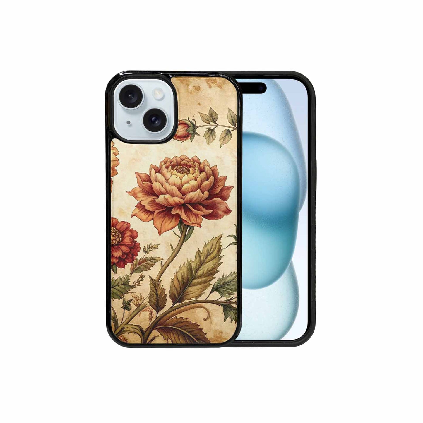 iPhone 15 Case — Vintage Botanical Art Pattern, Custom Made Phone Cover
