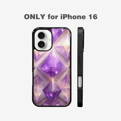 iPhone 16 Case — Amethyst Crystal Art Pattern, Customized Protective Case