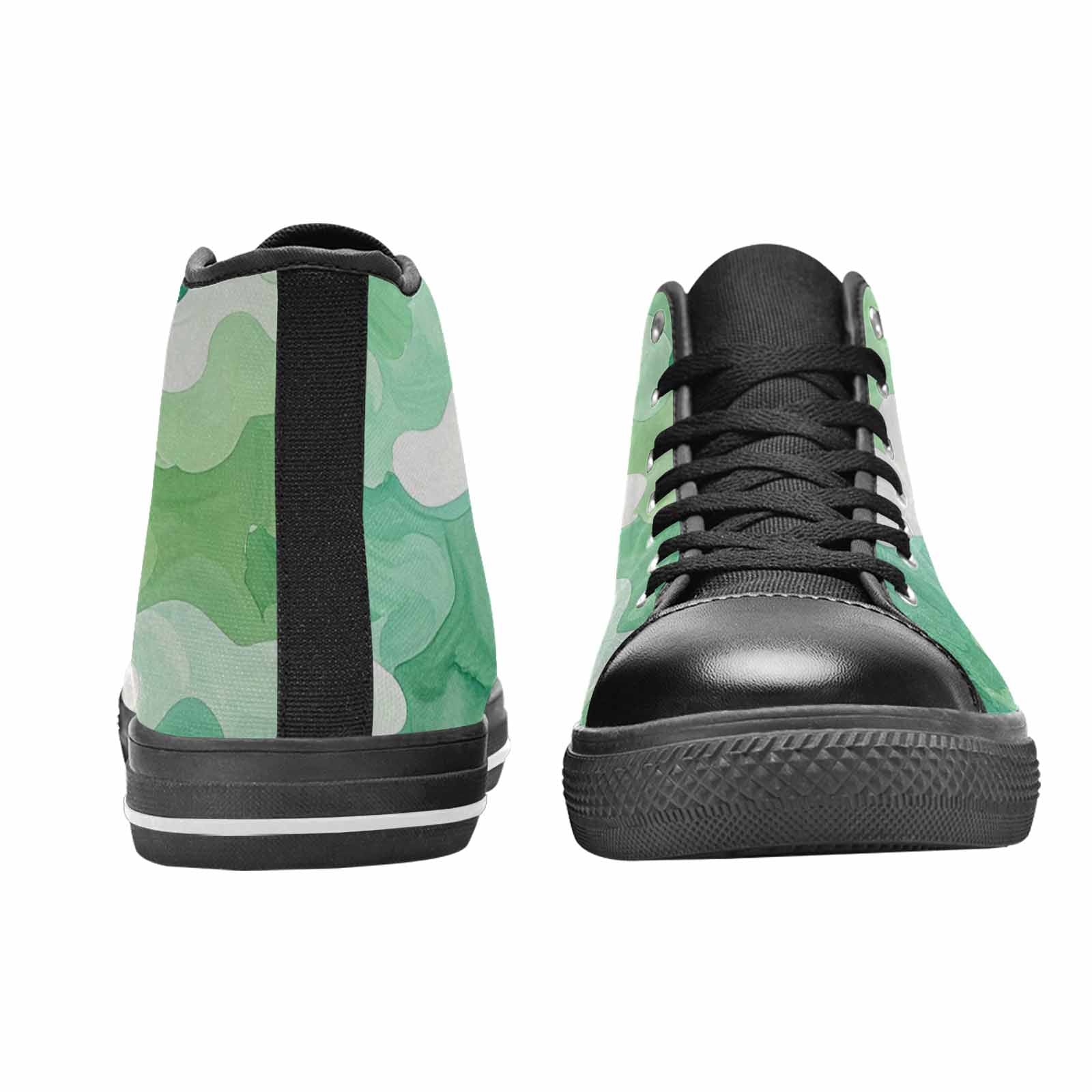 MEN'S Camo Mint Green White High Top Canvas Vibrant Chaos Custom Shoes