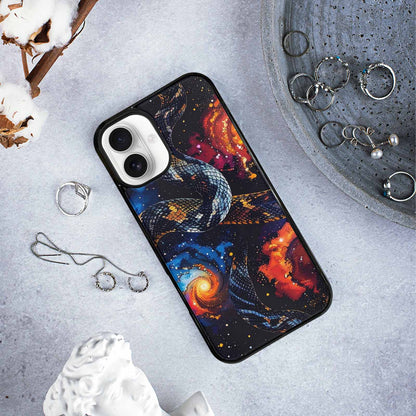 iPhone 16 Plus Case — Galaxy Snake Print, Custom Art Phone Cover