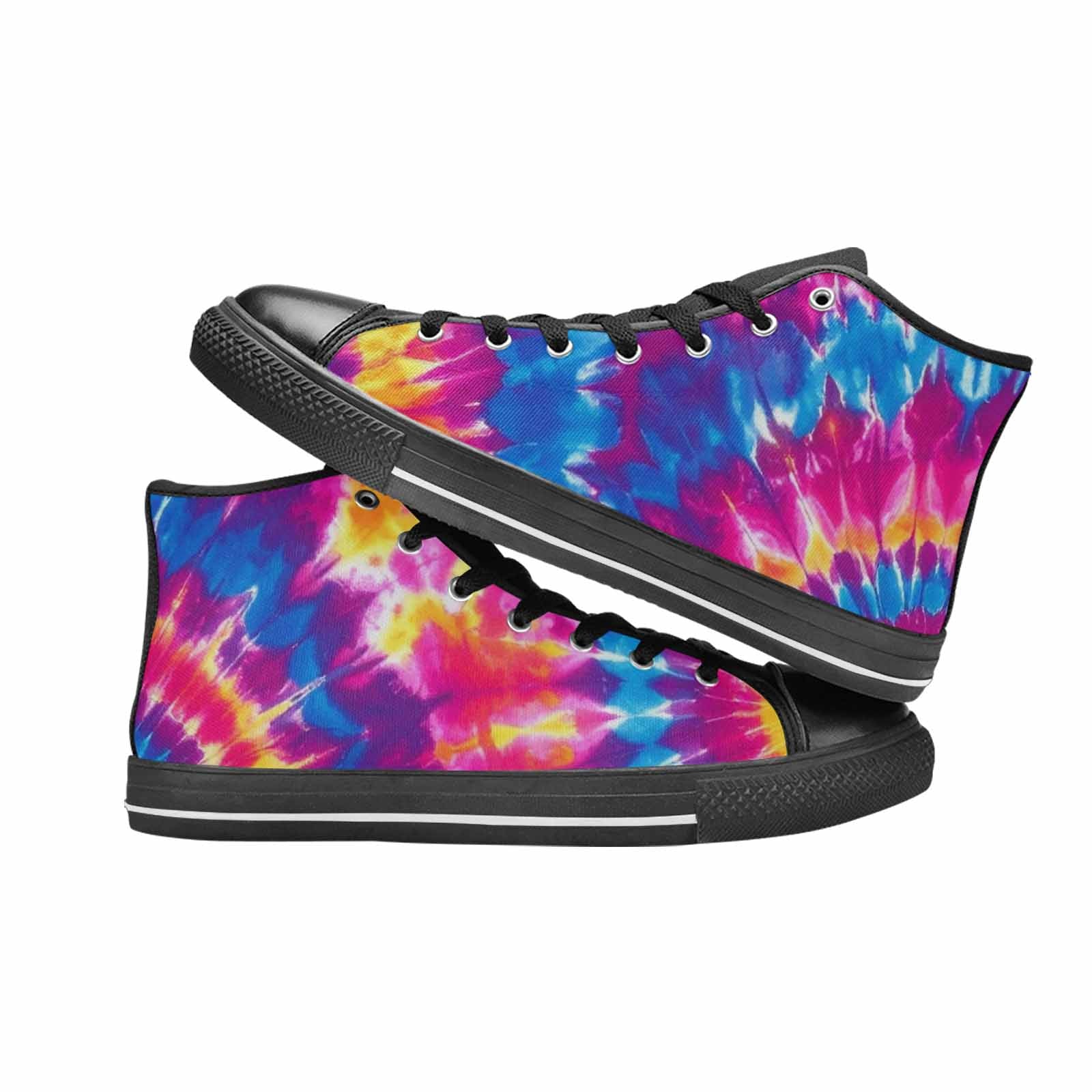 MEN'S Tie Dye Spiral High Top Canvas Vibrant Chaos Custom Sneakers