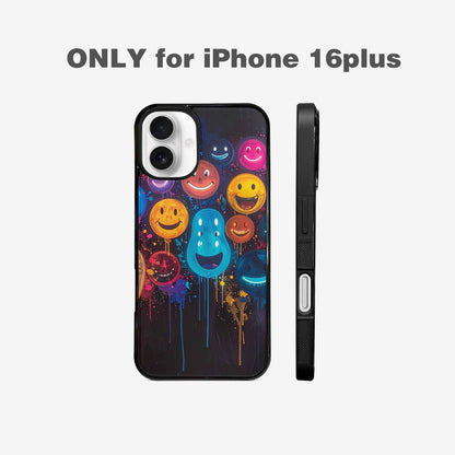 iPhone 16 Plus Case — Smiley Faces Glow Smiley Faces Pattern, Original Design Phone Case