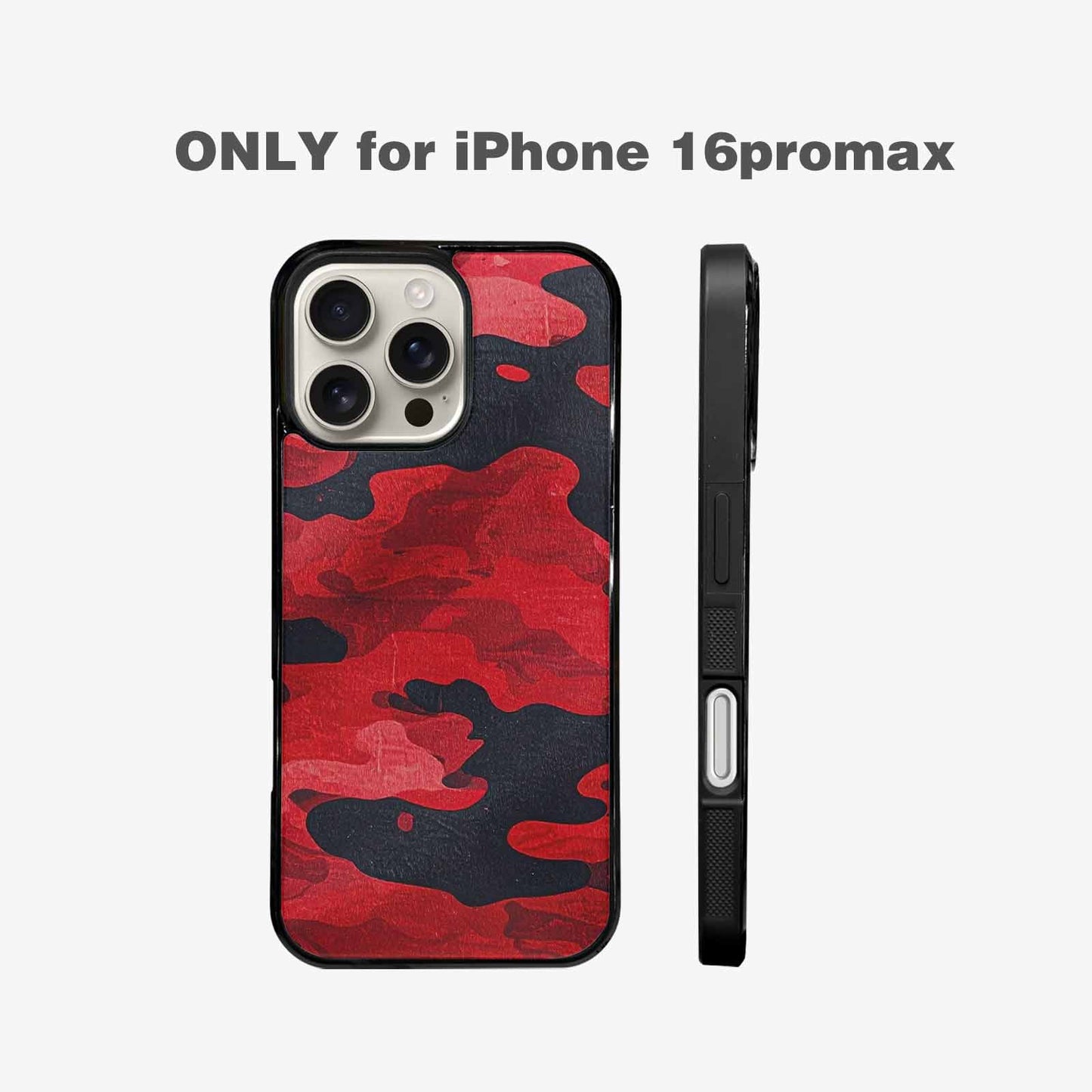 iPhone 16 Pro Max Case — Tactical Camo Red Black, Custom Art Phone Cover