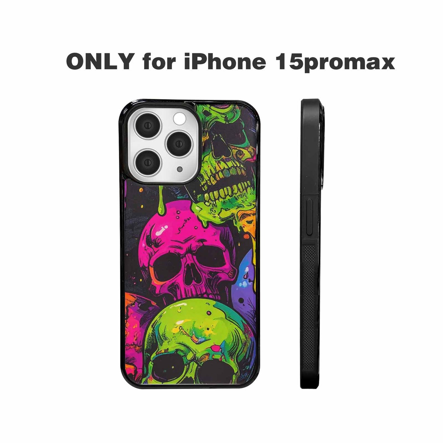 iPhone 15 Pro Max Case — Vibrant Camo 1000\'s Of Skeletons Neon, Custom Designed Case Cover