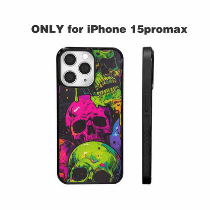 iPhone 15 Pro Max Case — Vibrant Camo 1000\'s Of Skeletons Neon, Custom Designed Case Cover